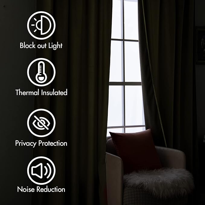 MIULEE Velvet Curtains 96 inches 2 Panels - Luxury Burnt Orange Blackout Curtains for Bedroom Living Room Thermal Insulated Super Soft Window Drapes Rod Pocket & Back Tab, Terracotta Rust Fall Decor