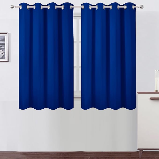 LEMOMO Royal Blue Thermal Blackout Curtains/52 x 54 Inch/Set of 2 Panels Room Darkening Curtains for Bedroom
