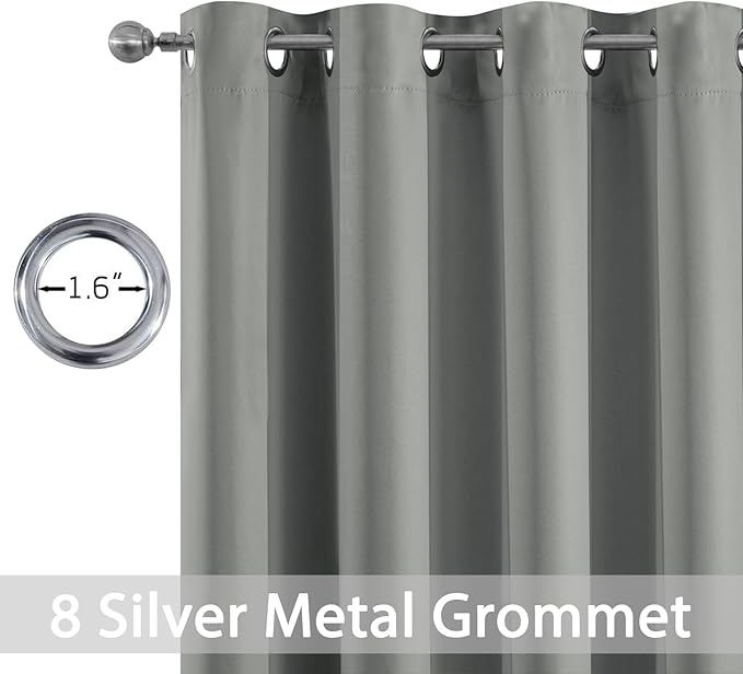 Yakamok Dove Grey Room Darking 90 Inch Length 2 Panel Sets for Livingroom Dining Room Darkening Thermal Insulated Bay Window Hotel Modern Elegant Black Out Sunblock Curtins/Bedroom,52 x 90 Inches