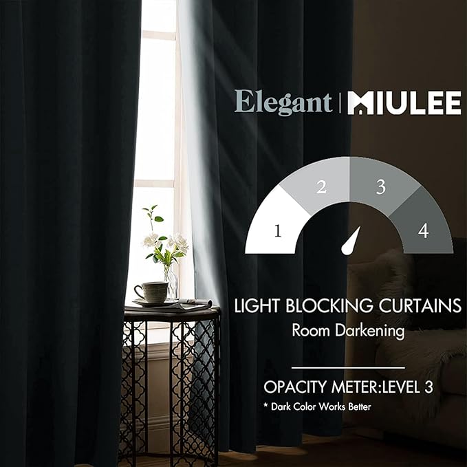 MIULEE Blackout Curtains 96 Inches Long for Bedroom Living Room Thermal Insulated Room Darkening Grommet Top Solid Light Blocking Drapery Set of 2 Window Panels Slate Blue