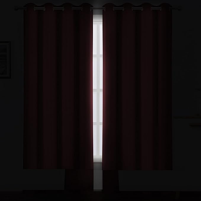 LEMOMO Dark Red Thermal Blackout Curtains/52 x 95 Inch/Set of 2 Panels Room Darkening Curtains for Bedroom