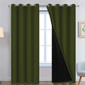 Yakamok Green 100% Blackout Curtains, Total Blackout Lined Curtain Panels for Bedroom, 2 Thick Layers Grommet Top Thermal Insulated Blackout Drapes for Living Room(52Wx84L, Olive Green, 2 Panels)