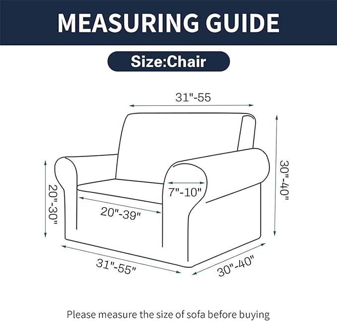 Cupuamon 2026 New Stretch Chair Sofa Slipcovers Couch Cover for 1 Seater Furniture Protector Sofa Covers with Elastic Bottom Jacquard Fabric Small Checks for Pets, Kids - Riverside