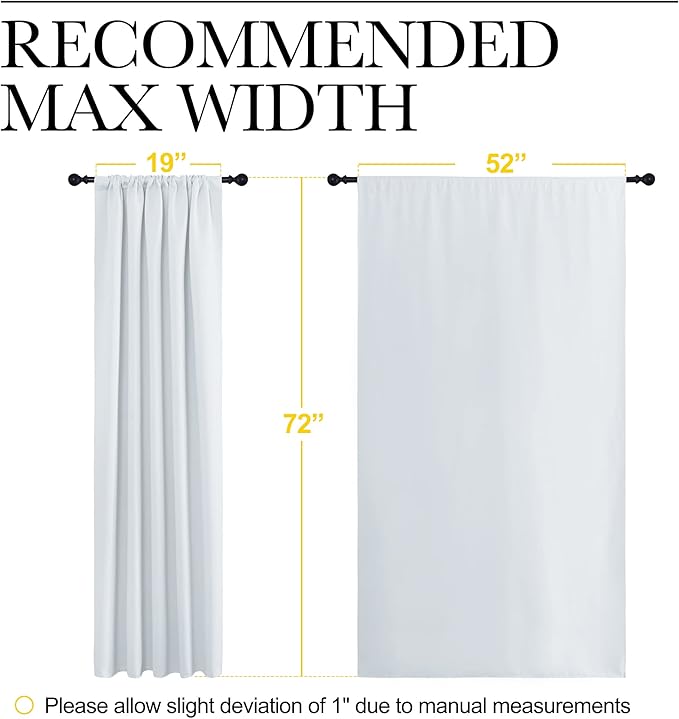 NICETOWN Bedroom Window Curtain Panels - Window Treatment Thermal Insulated Rod Pocket Room Darkening Drapes for Patio Door (Greyish White, 2 Panels, 52 in x 72 in (W x L))