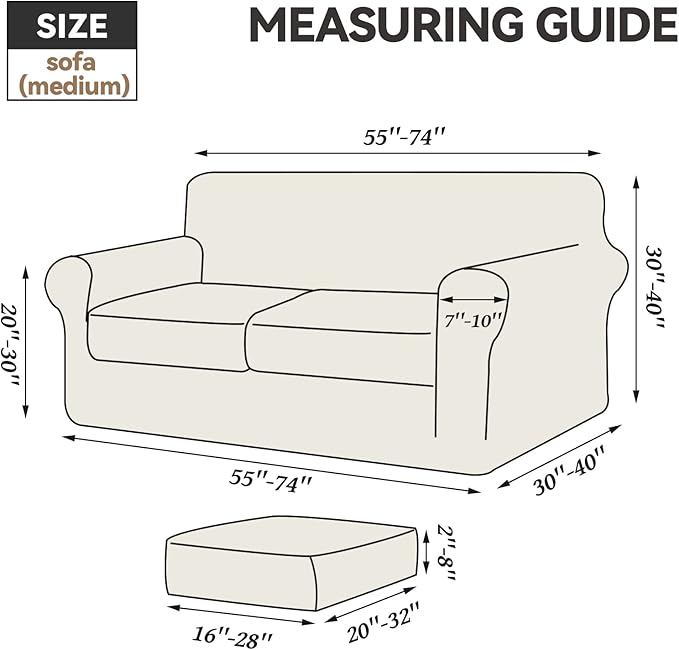 WEERRW Velvet Couch Covers for 2 Cushion Couch Sofa - High Stretch Luxury Velvet Plush 3 Pieces Sofa Slipcovers with Elastic Bottom, Furniture Protector for Pets, Machine Washable, Champagne, Medium