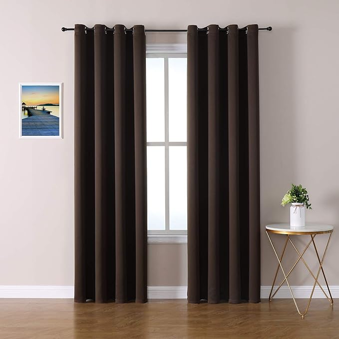 ChrisDowa Blackout Curtains 120 Inches Long 2 Panels Set for Living Room, Grommet Thermal Insulated Room Darkening Curtains for Bedroom (Brown, 52 x 120 Inch)