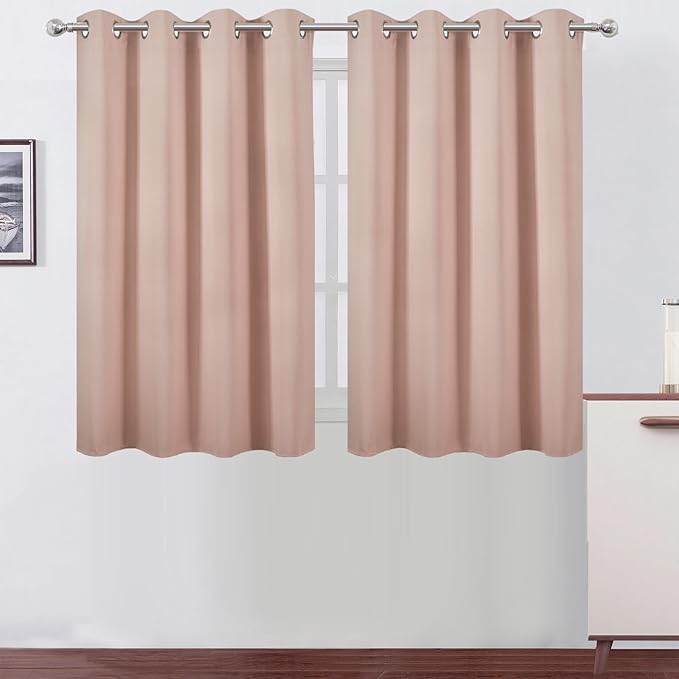LEMOMO Blush Thermal Blackout Curtains/52 x 45 Inch/Set of 2 Panels Room Darkening Curtains
