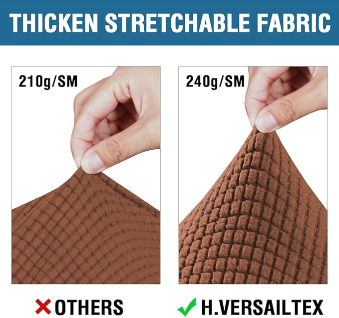 H.VERSAILTEX 4 Piece Stretch Sofa Covers for 3 Cushion Couch Covers for Living Room Furniture Slipcovers (Base Cover Plus 3 Seat Cushion Covers) Upgraded Thicker Jacquard Fabric (XL Sofa, Caramel)