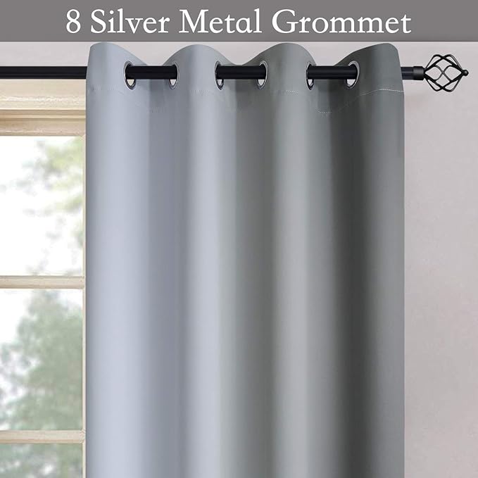 SimpleHome Ombre Room Darkening Curtains for Living Room,2 Panels,Light Blocking Gradient Grey to Greyish White Thick Thermal Insulated Grommet Window Curtains/Drapes for Bedroom,52x96 inches Length
