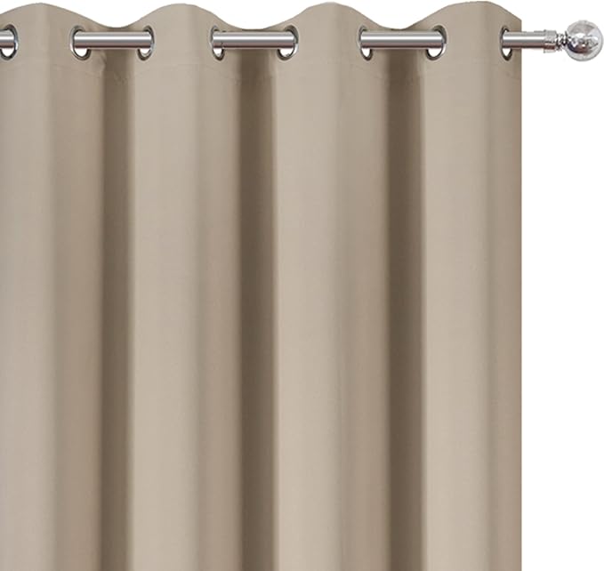 LEMOMO Khaki Thermal Blackout Curtains/52 x 45 Inch/Set of 2 Panels Room Darkening Curtains