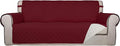 PureFit Reversible Quilted Sofa Cover, Water Resistant Slipcover Furniture Protector, Washable Couch Cover with Non Slip and Elastic Straps for Kids, Pets (Sofa, Red/Ivory)