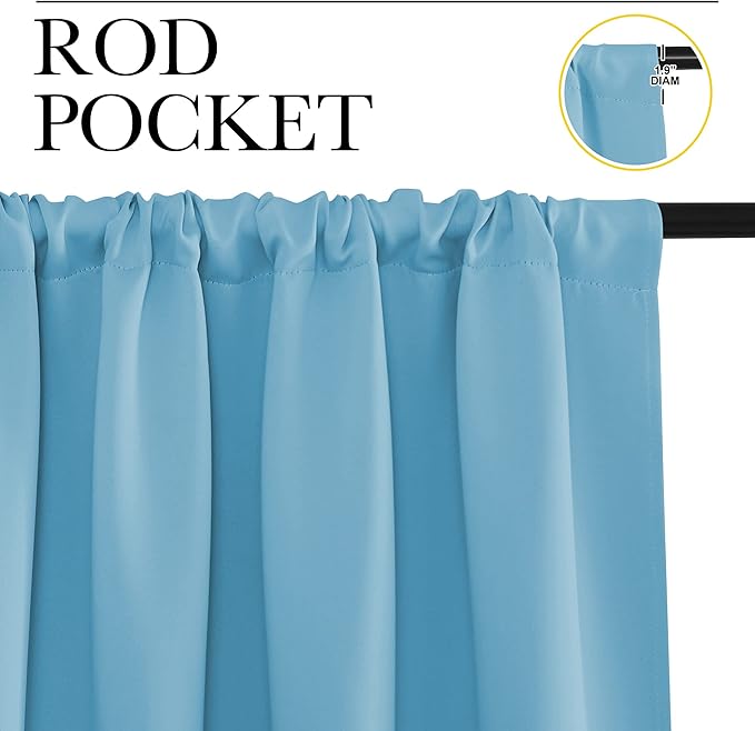 NICETOWN 2 Panels Blackout Curtains, Rod Pocket Window Curtains Room Darkning Drapes for Bedroom/Living Room, Thermal Insulated Solid Draperies for Home Office/Study, 62 by 72-Inch, Teal Blue