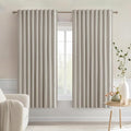 MIULEE Natural Back Tab Blackout Curtains 63 Inch Length 2 Panels Set for Living Room Bedroom Privacy, Rod Pocket/Pinch Pleat Thermal Insulated Room Darkening Pleated Light Blocking Drapes