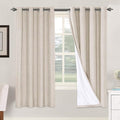 H.VERSAILTEX 72 inch Blackout Curtains, 100% Absolutely Blackout Thermal Insulated Textured Linen Look Curtain Draperies Anti-Rust Grommet Linen Curtains Blackout, 2 Panels, Natural