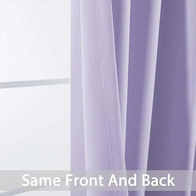 Yakamok Lilac Curtains 63 Inch Length Room Darkening Grommet Light Purple Thermal Insulated Blackout Window Curtain for Bedroom Living Room 52" W x 63" L (Set of 2 Panels,Lavender)