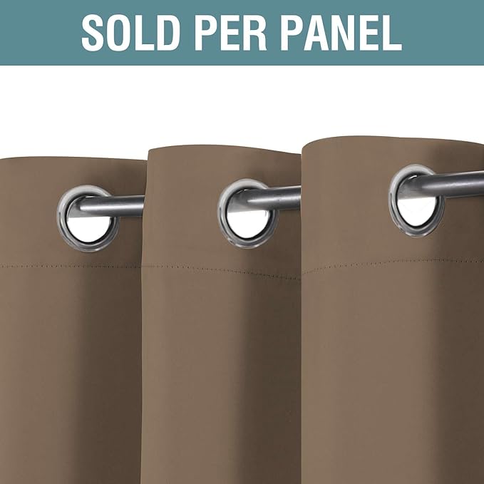 H.VERSAILTEX Blackout Curtain for Living Room Thermal Insulated Window Treatment Curtain Extra Long 96 inch Length Energy Saving Solid Grommet Top Blackout Drape, One Panel, Macchiato, 52" W x 96" L