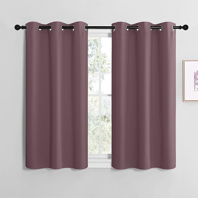 NICETOWN Modern Blackout Curtains Noise Reducing, Thermal Insulated and Privacy Room Darkening Drape Panels for Boy's Guest Room Door Small Short Window (Dry Rose, 2 Panels, W42 x L40 -Inch)