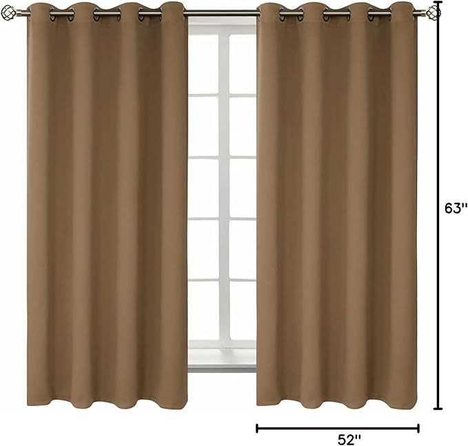 BGment Blackout Curtains for Living Room - Grommet Thermal Insulated Room Darkening Curtains for Bedroom, 2 Panels of 52 x 63 Inch, Taupe