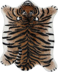 Tiger Print Area Rug Faux Cowhide Skin Hide Animal Printed Rugs Cute Carpet Nonslip Mat Premium Quality Rug and Chair Cover 35.4x43.3inch