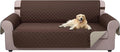 U-NICE HOME Large Sofa Cover Reversible Couch Cover for Dogs Friendly with Elastic Straps Water Resistant Furniture Protector for 4 Cushion Couch (Oversized Sofa, Coffee/Beige)