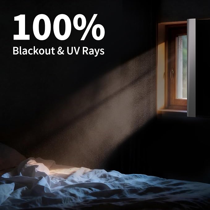 BKSAI 100% Blackout Window Cover, Portable Magnetic Black Out Curtains for Window, Black Out Shades No Drill Cuttable Blackout Blinds for Bedroom, RV, Nursery, Media Room, 79x57 inch, 2Pack