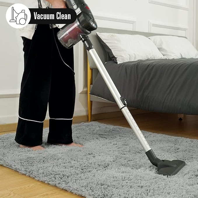 Amearea Premium Soft Area Rug 4x5.3 Feet, Grey Rugs for Living Room, Fluffy Carpet for Bedroom Nursery Playroom Teen Home Decor, Comfortable Indoor Furry Dorm Carpets, Grey