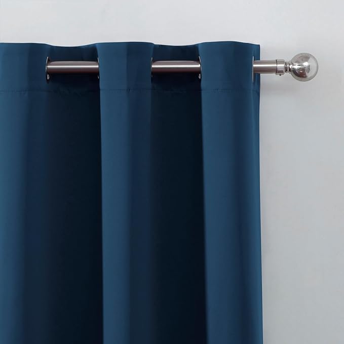 LEMOMO Blackout Curtains 52 x 120 Inch Long Navy Blue Curtains Set of 2 Panels Room Darkening Curtains for Bedroom and Living Room