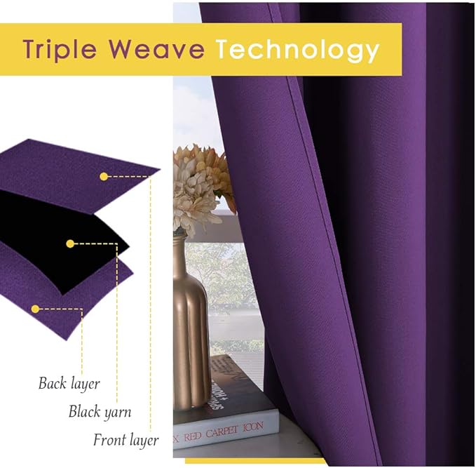 NICETOWN Room Darkening Draperies Window Curtain Panels, Royal Purple, 2 Panels, W60 x L84 -inch, Thermal Insulated Grommet Room Darkening Curtains for Bedroom