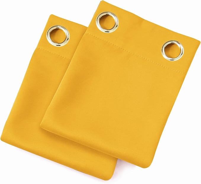LEMOMO Blackout Curtains 52 x 90 Inch Long Yellow Curtains Set of 2 Panels Room Darkening Curtains for Bedroom and Living Room
