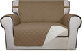 PureFit Reversible Quilted Sofa Cover, Water Resistant Slipcover Furniture Protector, Washable Couch Cover with Non Slip and Elastic Straps for Kids, Dogs, Pets (Oversized Chair, Camel/Ivory)