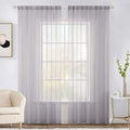 MIULEE 2 Panels Solid Color Sheer Window Curtains Elegant Window Voile Panels/Drapes/Treatment for Bedroom Living Room (54X108 Inches Light Grey)