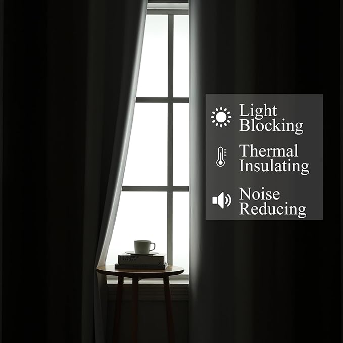 Estelar Textiler Brown and Greyish White Gradient Blackout Curtains 102 Inches Long for Bedroom, Thermal Insulated Full Room Darkening Ombre Grommet Drapes for Living Room, 52Wx102L, 2 Panels