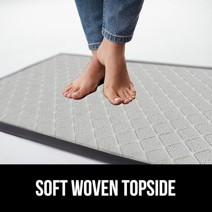 GORILLA GRIP 100% Waterproof All-Season WeatherMAX Doormat US Designed Natural Rubber, Stain and Fade Resistant, Low Profile Indoor Outdoor Door Mats, Easy Clean Patio Mat, 29x17, Light Gray