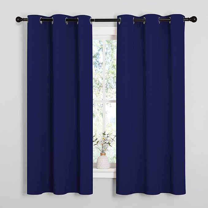 NICETOWN Blackout Draperies Curtains, All Season Thermal Insulated Solid Grommet Top Blackout Curtains/Drapes for Kid's Room (Royal Blue, 1 Pair, 34 x 63 inches)