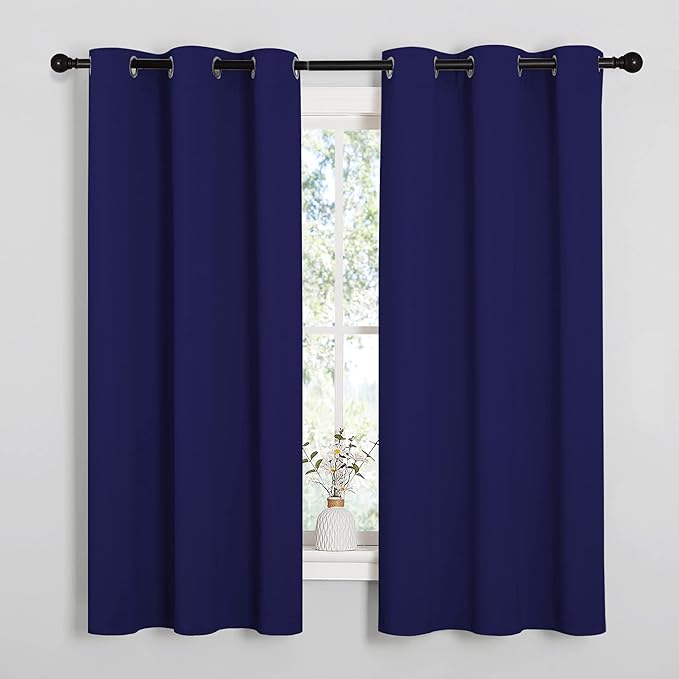 NICETOWN Blackout Curtains & Drapes for Bedroom, Royal Blue, W34 x L48, Set of 2, Triple Weave Grommet Top Thermal Insulated Light Blocking Panels for Bathroom/Living Room