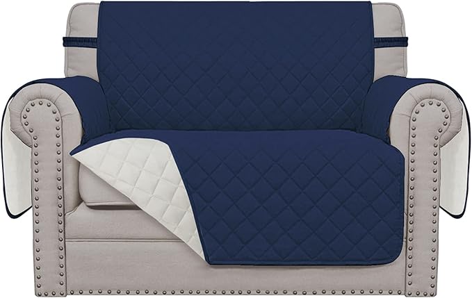 Easy-Going Oversized Chair Sofa Slipcover Reversible Sofa Cover Water Resistant Couch Cover Furniture Protector Cover with Elastic Straps for Pets Dog (Oversized Chair, Navy/Ivory)