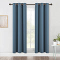 NICETOWN Bedroom Blackout Draperies Panels, 2 Panels, 42 x 72 Inch, Smoky Blue, Three Pass Microfiber Noise Reducing Thermal Insulated Solid Ring Top Window Curtains