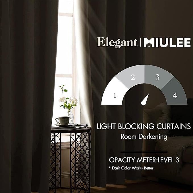 MIULEE Blackout Curtains for Bedroom Living Room Thermal Insulated Room Darkening Grommet Top Solid Light Blocking Drapery Set of 2 Window Panels 52 x 72 Inches Cream