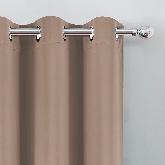 LEMOMO Blackout Curtains 52 x 90 Inch Long Cappuccino Curtains Set of 2 Panels Room Darkening Curtains for Bedroom and Living Room
