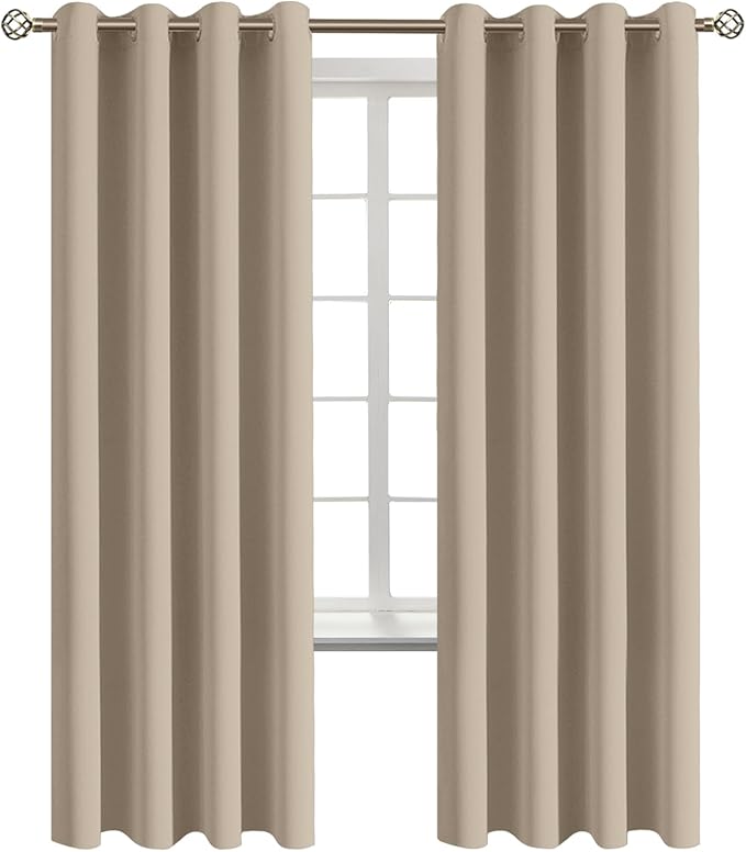 BGment Blackout Curtains - Grommet Thermal Insulated Room Darkening Bedroom and Living Room Curtains, Set of 2 Panels (46 x 72 Inch, Sand)