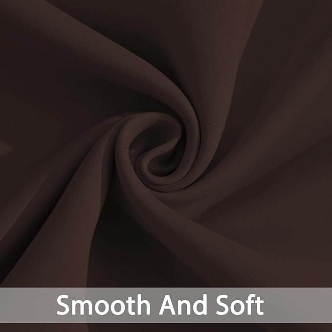 Yakamok Blackout Curtains Room Darkening Thermal Insulated Window Panels,Solid Grommet Top Drapes for Bedroom/Living Room(52Wx63L, Chocolate Brown, 2 Panels)