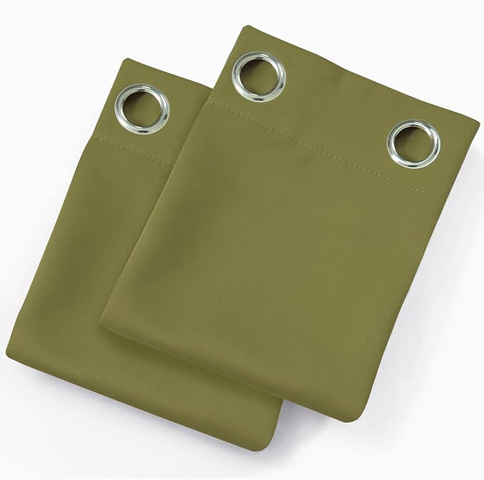 LEMOMO Blackout Curtains 66 x 72 Inch Long Olive Green Curtains Set of 2 Panels Room Darkening Curtains for Bedroom and Living Room