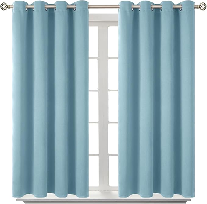BGment Room Darkening Curtains 54 Inches Long - Grommet Thermal Insulated Drapes Window Treatment Curtains for Bedroom, 2 Panels, 52 x 54 Inch, Greyish Blue