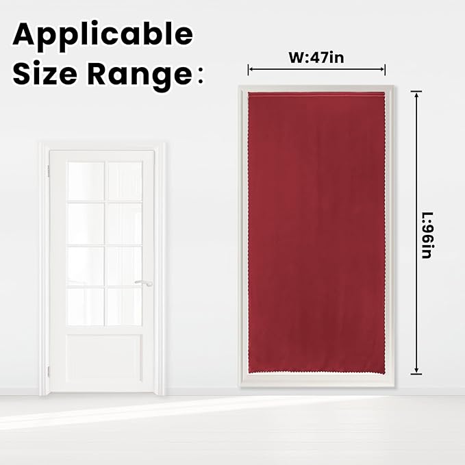 Self Adhesive Curtains, Stick Curtain Blackout Shades Window Cover Curtains for Living Room No Drilling, 47" W X 96" L, Burgundy, 1 Panel