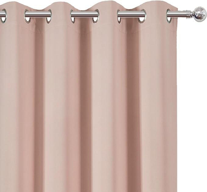 LEMOMO Blackout Curtains 66 x 84 inch/Blush Curtains Set of 2 Panels/Thermal Insulated Room Darkening Bedroom Curtains