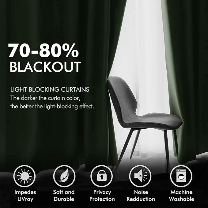 MIULEE Velvet Curtains Olive Green Elegant Grommet Curtains Thermal Insulated Soundproof Room Darkening Curtains/Drapes for Classical Living Room Bedroom Decor 52 x 92 Inch Set of 2