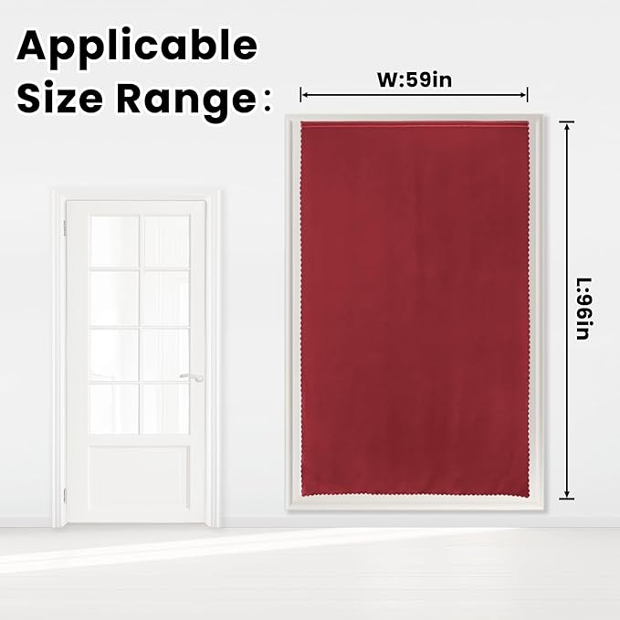 Self Adhesive Curtains, Stick Curtain Blackout Shades Window Cover Curtains for Living Room No Drilling, 59" W X 96" L, Burgundy, 1 Panel