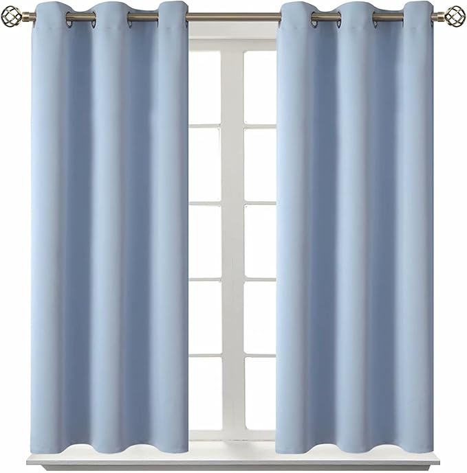 BGment Blackout Curtains for Bedroom - Grommet Thermal Insulated Room Darkening Curtains for Living Room, Set of 2 Panels (38 x 54 Inch, Spa Blue)
