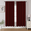 CUCRAF Burgundy Red Blackout Curtains 63 inch Length 2 Panels Set, Rod Pocket Room Darkening Drapes for Bedroom Living Room, Insulated Thermal Light Blocking Window Curtain (W52 x L63 Inch)