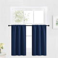 RYB HOME Blackout Cafe Curtains 30 inch Length, Short Light UV Heat Blocking Energy Saving Privacy Curtain Tiers for Basement Bathroom Kitchen Window, Width 29 by Length 30, Navy Blue, 2 Panels
